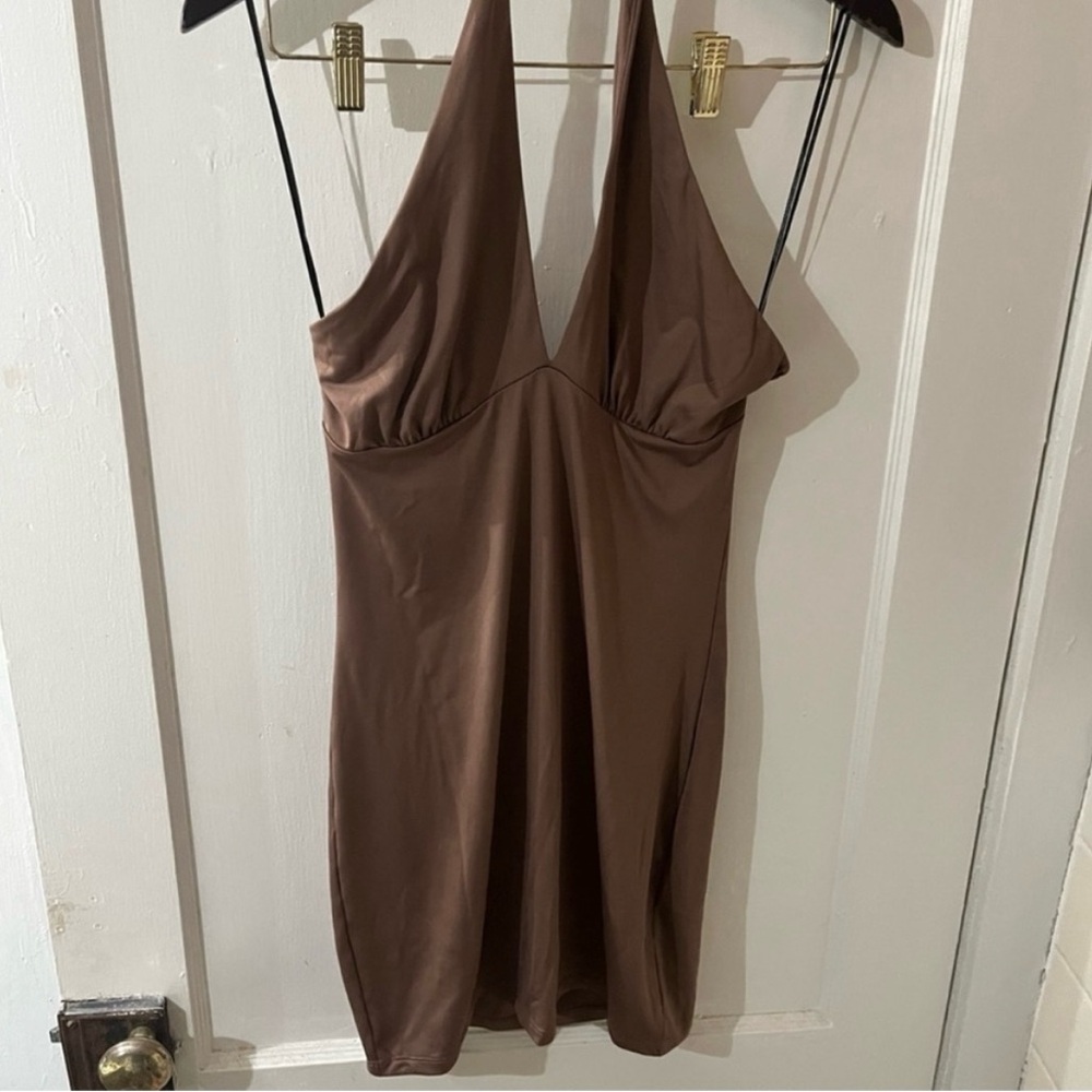 H&M Brown Halter Mini Dress